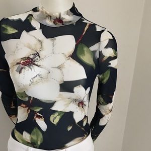 🆕💙Blue Long Sleeve Sheer BodySuit